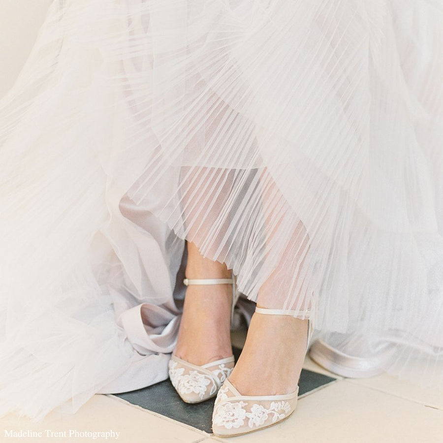 Bella Belle Shoes Claudia Dorsay Nude Lace Wedding Heel