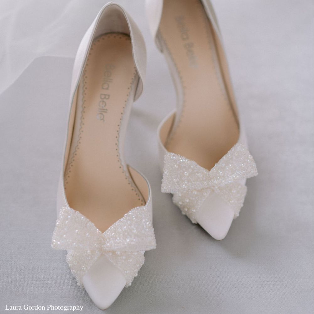 Bella Belle Shoes Dorothy Ivory Dorsay Pump with Beaded Bow