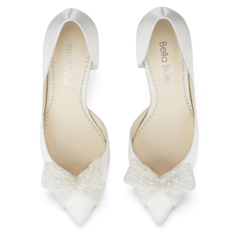 Bella Belle Shoes Dorothy Ivory Dorsay Pump with Beaded Bow