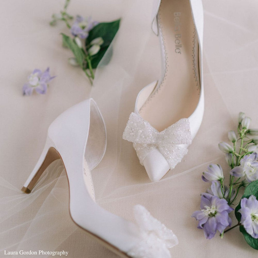 Bella Belle Shoes Dorothy Ivory Dorsay Pump with Beaded Bow