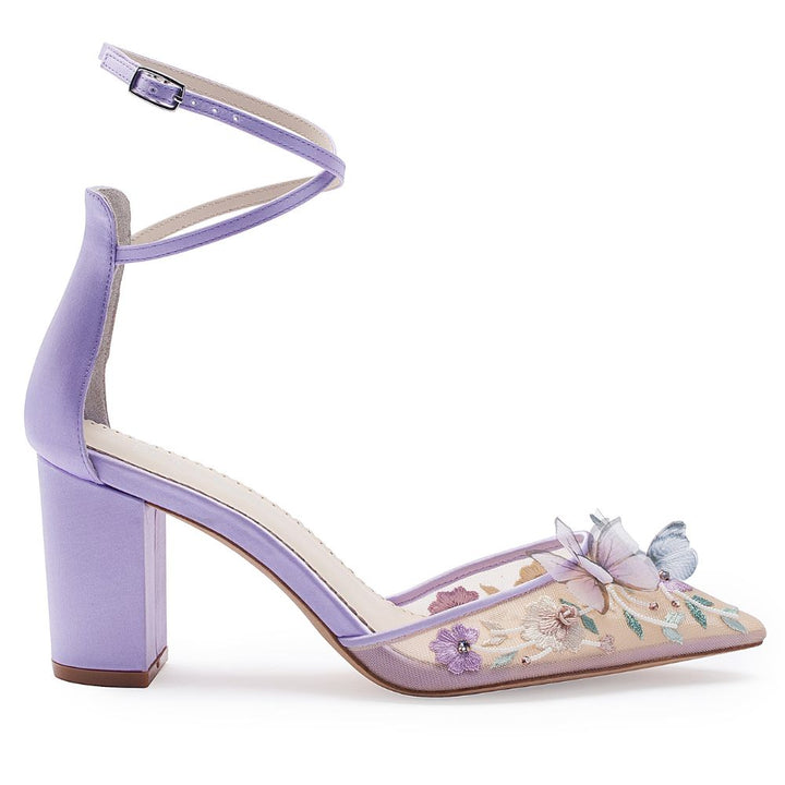 Lavender Butterfly Block Heels, Eliza Bella Belle