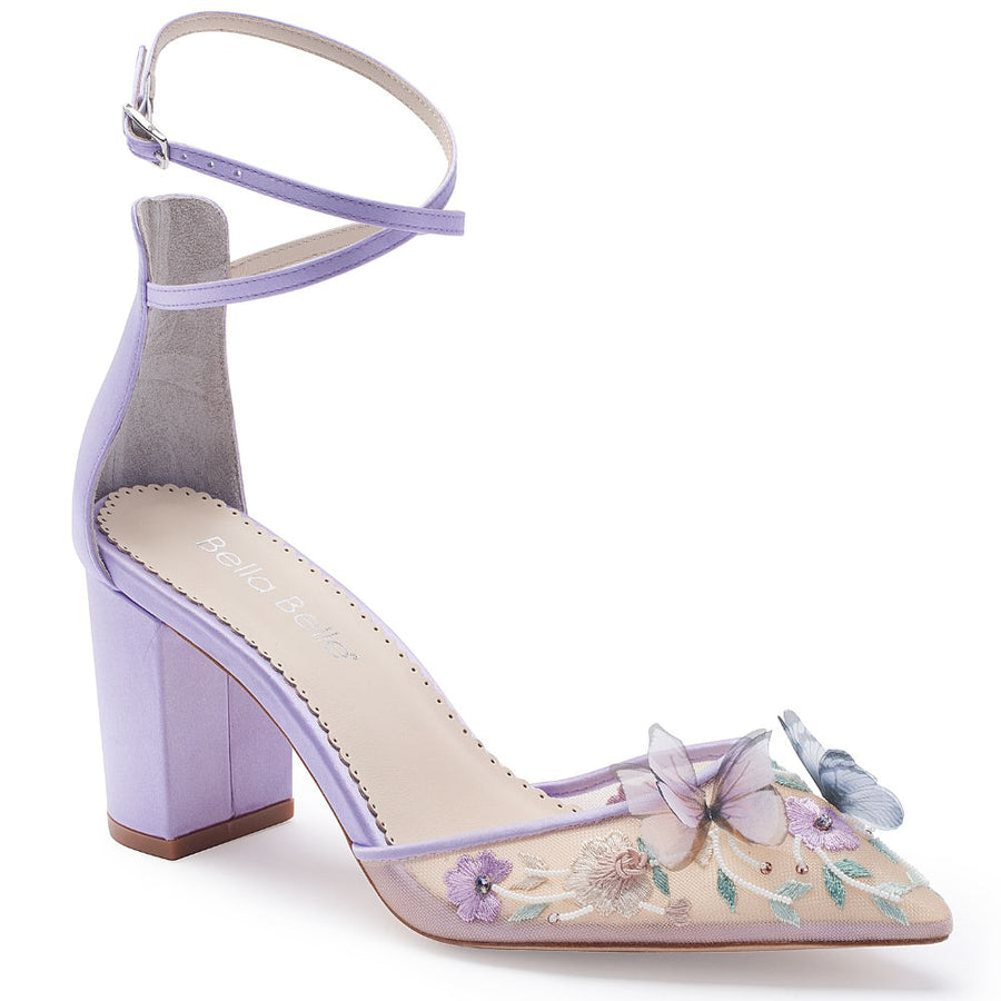 Bella Belle Shoes Eliza Lavender Butterfly Garden Block Heels