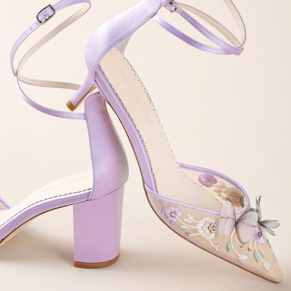 Lilac Patent Slim Block Heels | New Look