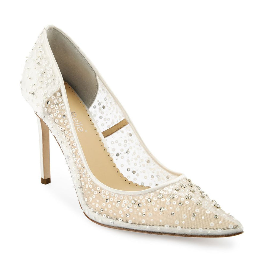 Bella Belle Shoes Elsa Ivory Sequin Crystal Designer Wedding Shoes