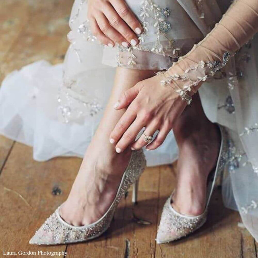 Bella Belle Shoes Elsa Ivory Sequin Crystal Designer Wedding Shoes