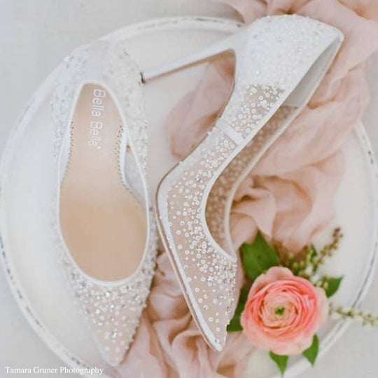 Bella Belle Shoes Elsa Ivory Sequin Crystal Designer Wedding Shoes