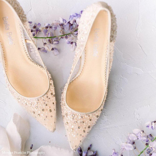 Bella Belle Shoes Elsa Nude Sequin Crystal Illusion Wedding Shoes