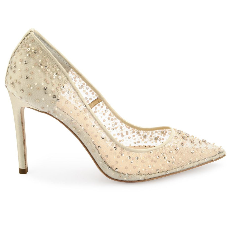 Bella Belle Shoes Elsa Nude Sequin Crystal Illusion Wedding Shoes