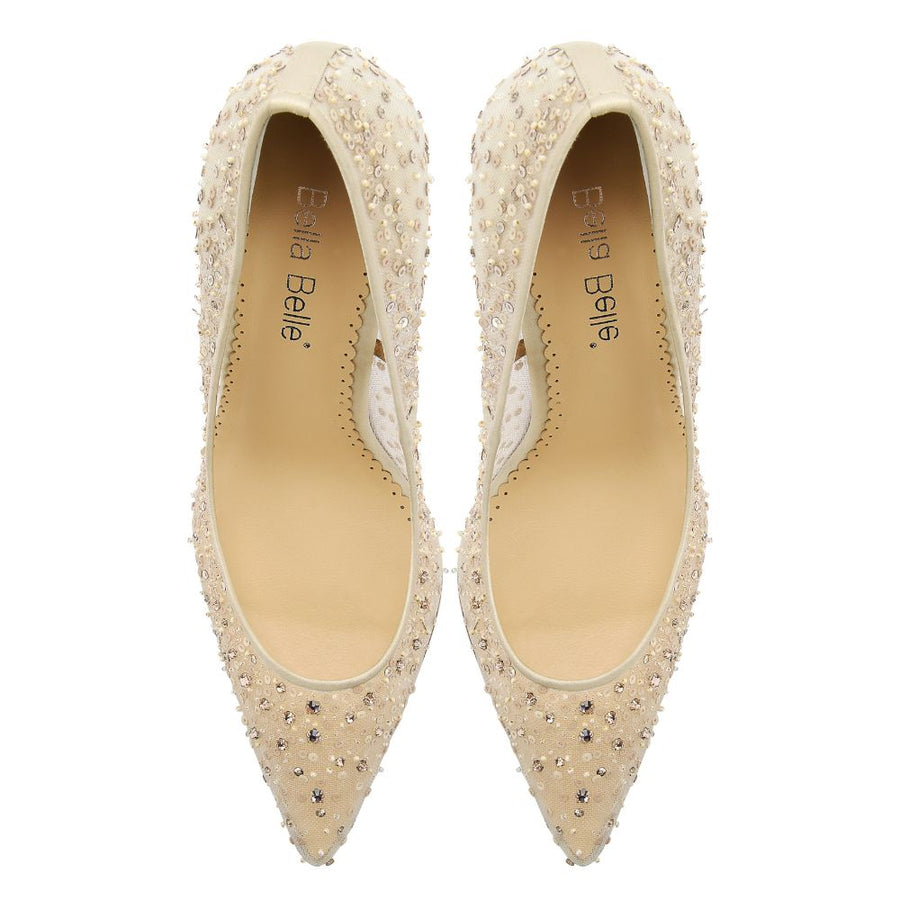 Bella Belle Shoes Elsa Nude Sequin Crystal Illusion Wedding Shoes