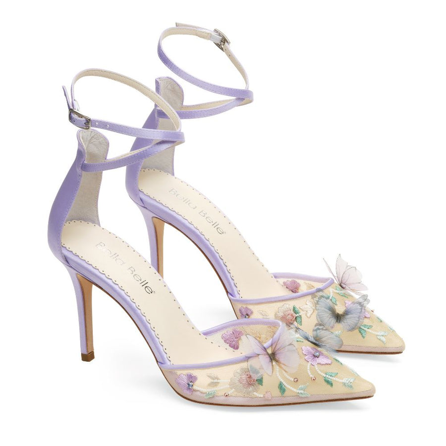 Bella Belle Shoes Eve Lavender Butterfly Heels Garden Party Shoes