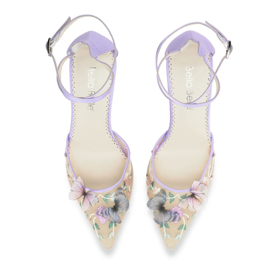 Bella Belle Shoes Eve Lavender Butterfly Heels Garden Party Shoes