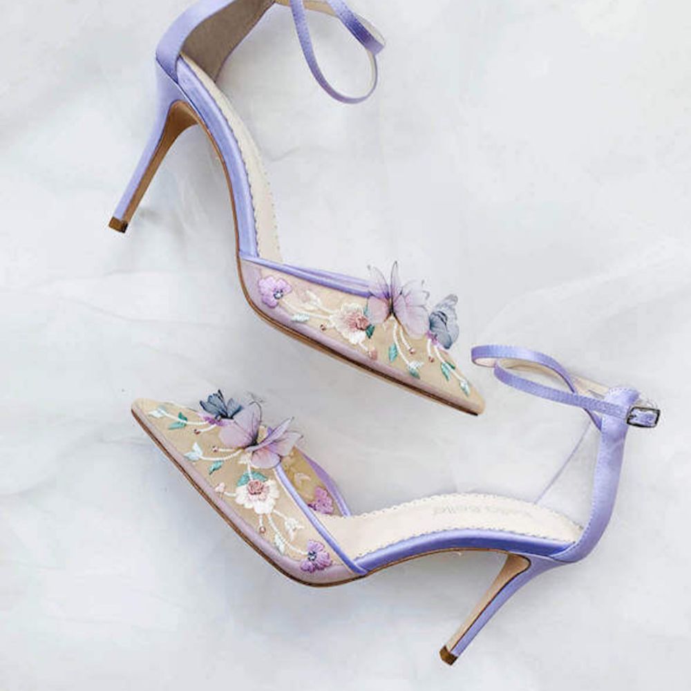Bella Belle Shoes Eve Lavender Butterfly Heels Garden Party Shoes