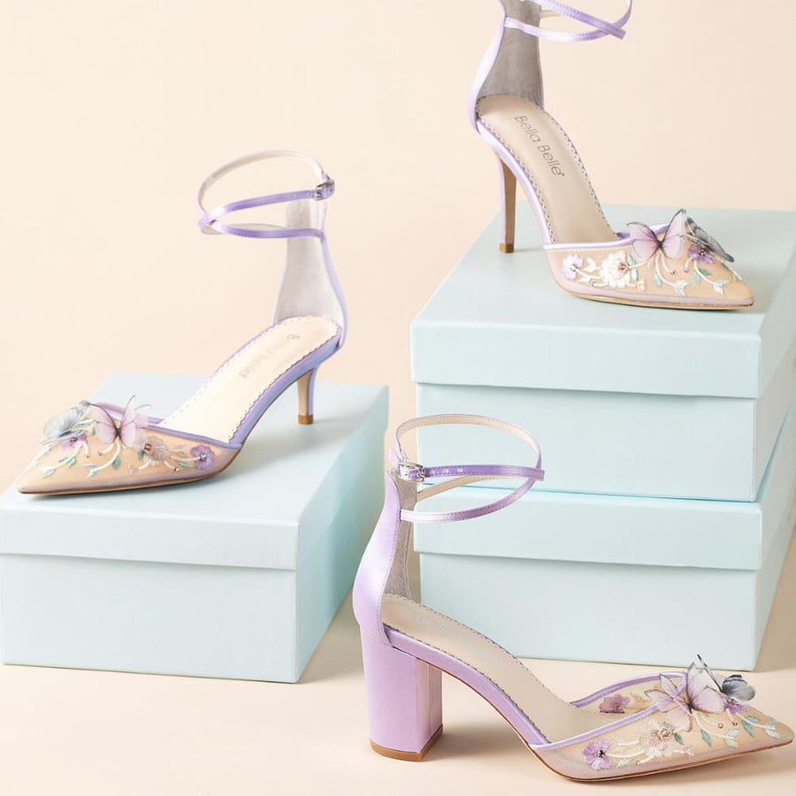 Bella Belle Shoes Eve Lavender Butterfly Heels Garden Party Shoes