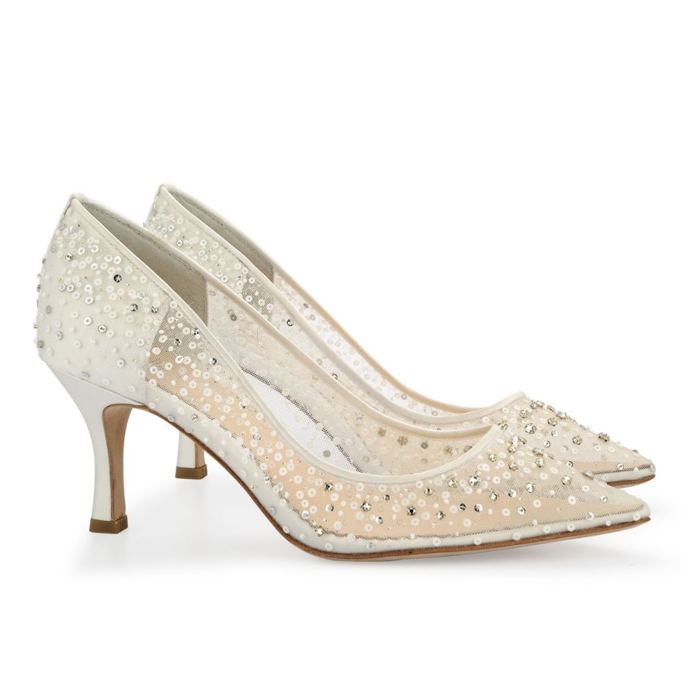Ivory satin lace bridal mary jane style low heel shoes | Wedding Shoes,  Occasion Shoes amp; Sandals