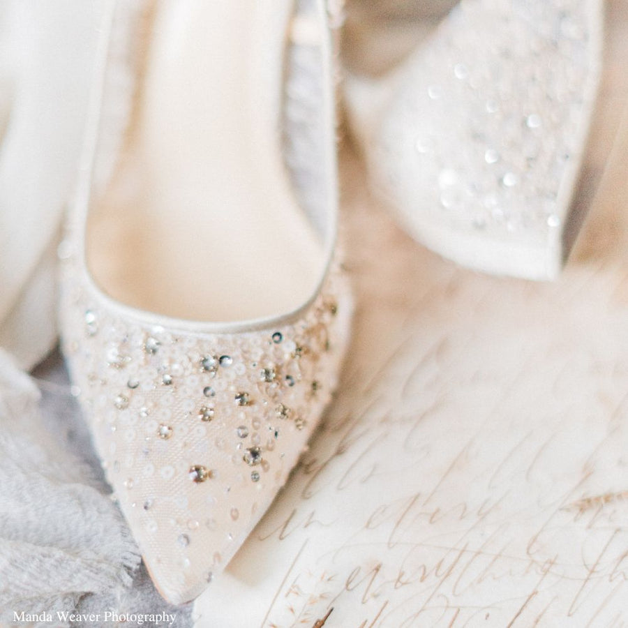 Bella Belle Shoes Evelyn Nude Sequin Low Heel Wedding Shoes