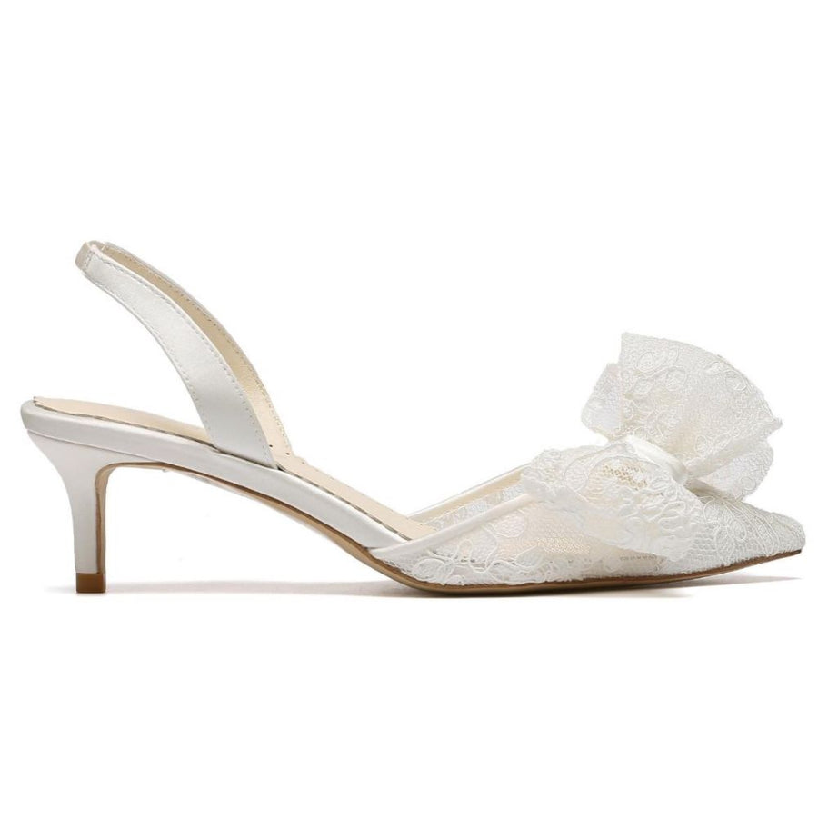 Bella Belle Shoes Felicity Lace Bow Slingback Kitten Heel