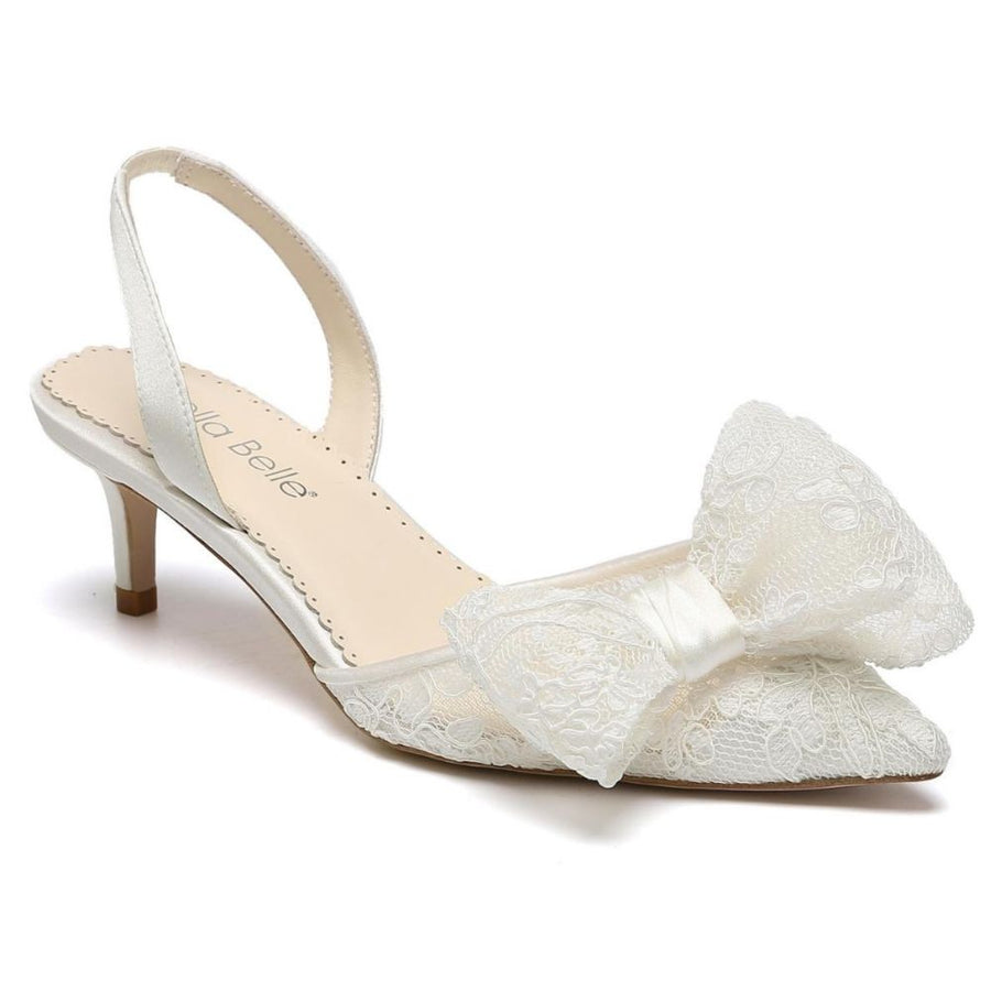 Bella Belle Shoes Felicity Lace Bow Slingback Kitten Heel