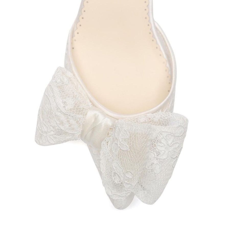 Bella Belle Shoes Felicity Lace Bow Slingback Kitten Heel