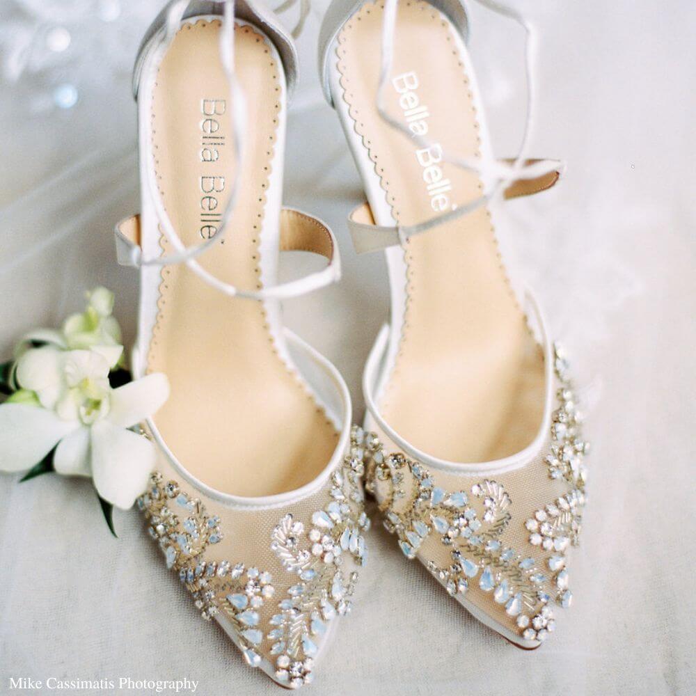 Handmade High Heels Round Toe Pearls Crystal Wedding Shoes, S0038 – Okstyles