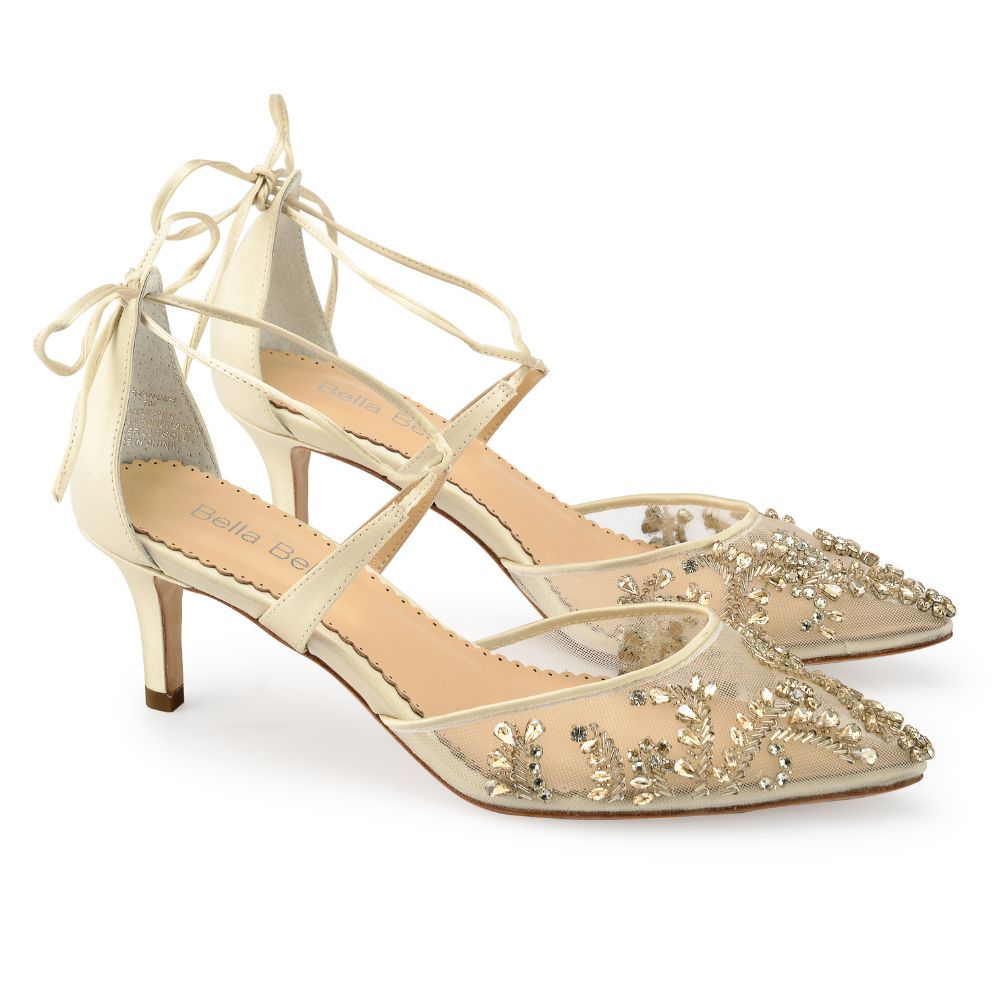 Gold Bridal Shoes Low Heel Discount | bellvalefarms.com