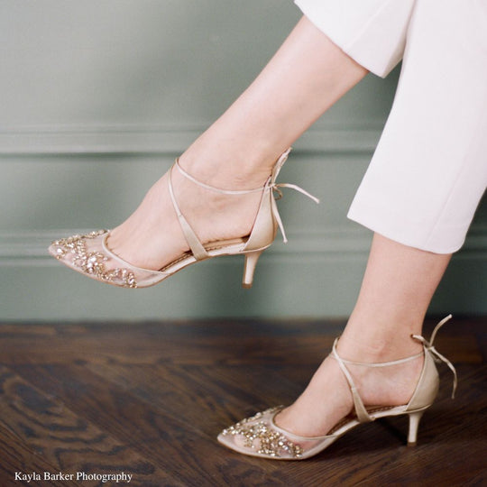 Bella Belle Shoes Frances Jewel Champagne Low Heels