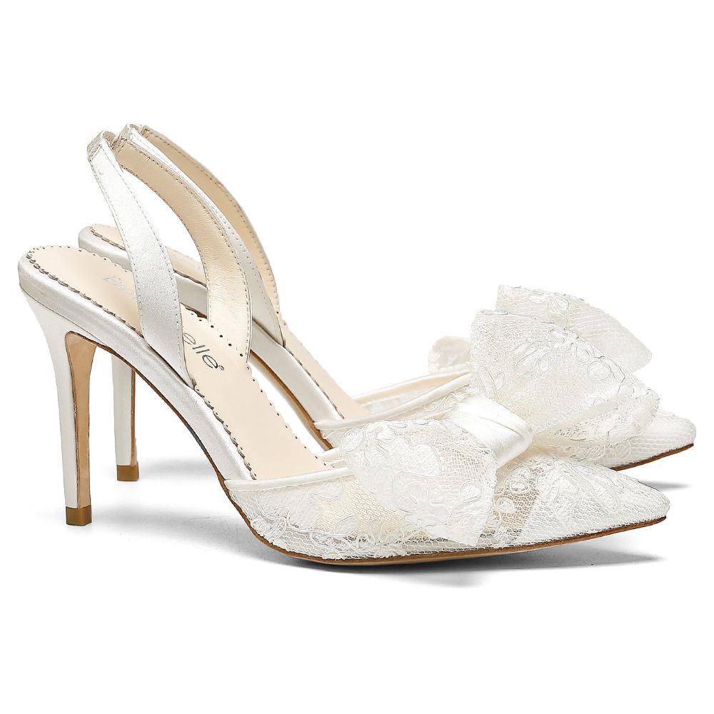 Francesca Wedding Lace Slingback Wedding Bow