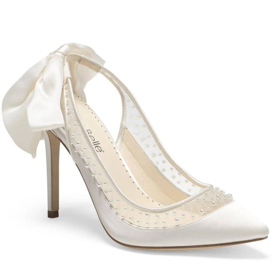 Bella Belle Shoes Gabrielle Ivory Pearl Slingback Wedding Heel with Silk Bow