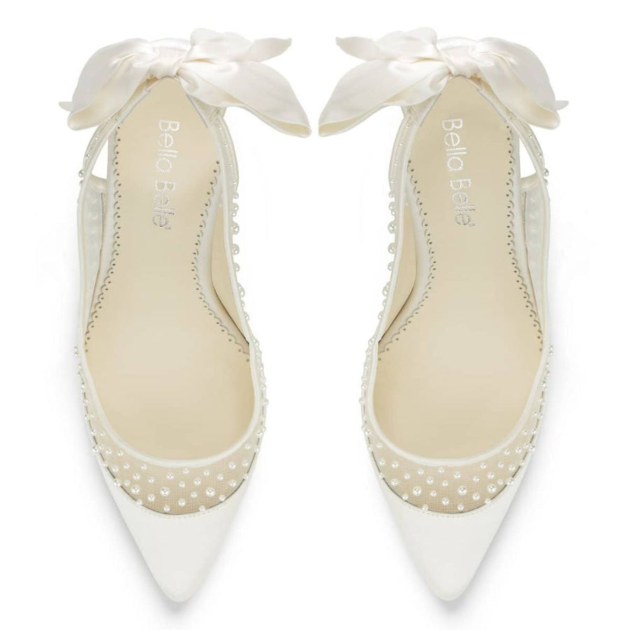 Bella Belle Shoes Gabrielle Ivory Pearl Slingback Wedding Heel with Silk Bow