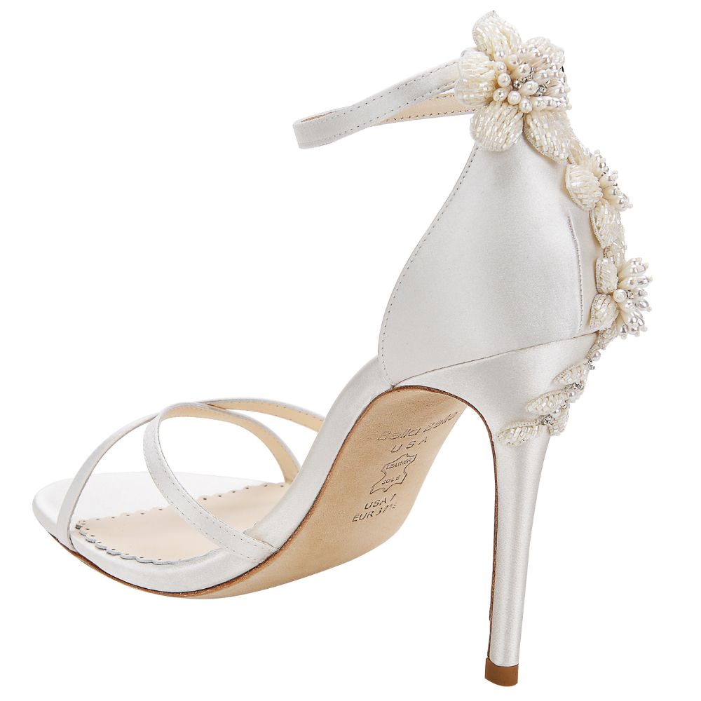 Bella Belle Shoes Gardenia 3D Floral Luminous Pearls and Ivory Beads Wedding Heel