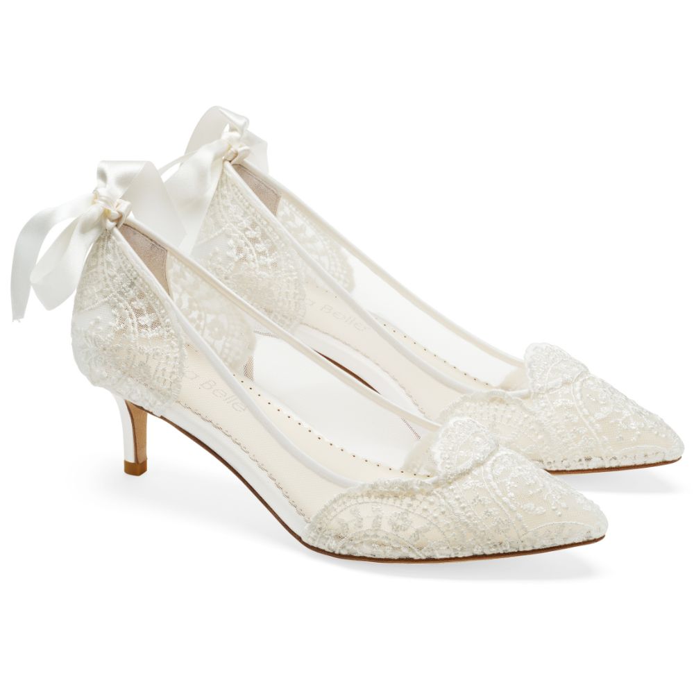 Bella Belle Shoes Greta Ivory Lace French Embroidered Lace Bridal Shoes