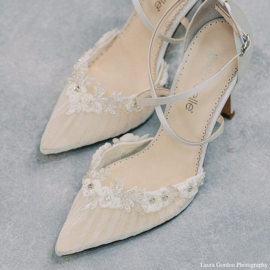 Bella Belle Shoes Helen Pleated Tulle Flower Wedding Shoes