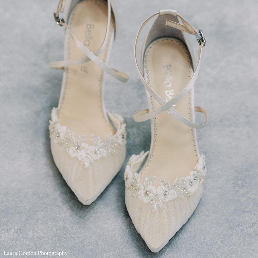 Bella Belle Shoes Helen Pleated Tulle Flower Wedding Shoes