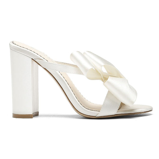Bella Belle Shoes Izzy Ivory Tall Block Heel with Bow