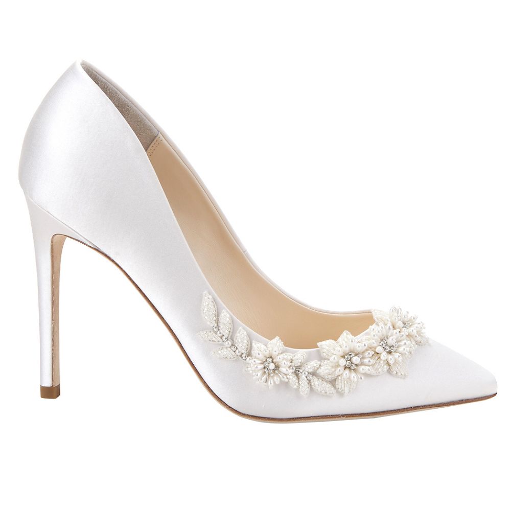 Bella Belle-Shoes Jasmine 3D Floral Luminous Pearls and Ivory Beads Ｗedding Pump