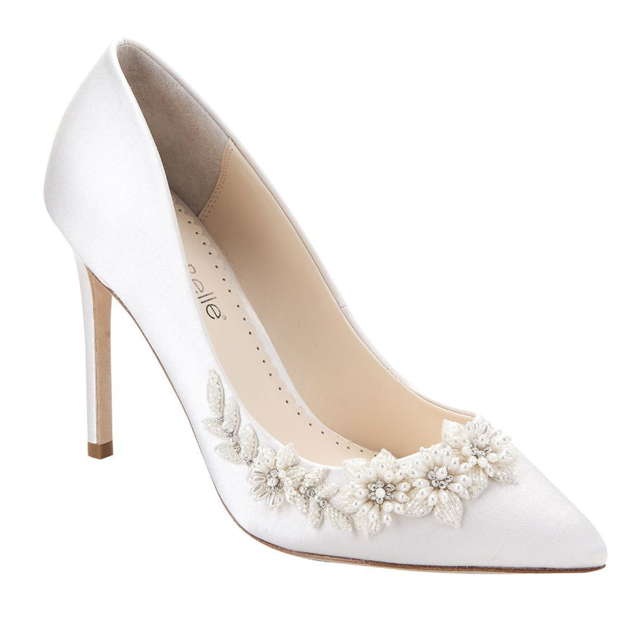 Bella Belle-Shoes Jasmine 3D Floral Luminous Pearls and Ivory Beads Ｗedding Pump