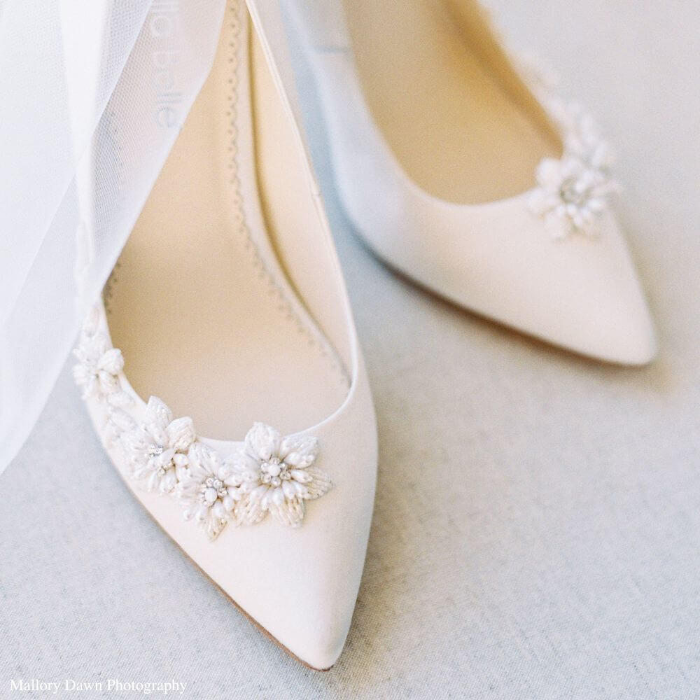Jasmine 3D Pearl Sculpture Floral Wedding Shoes | Bella Belle