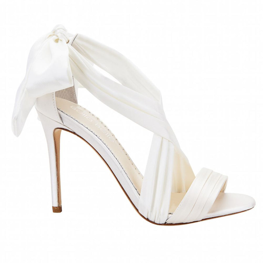 Bella Belle Shoes Kate Criss Cross Ivory Silk and Bow Wedding Heel
