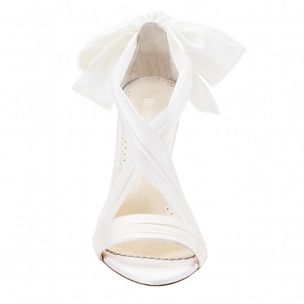 Bella Belle Shoes Kate Criss Cross Ivory Silk and Bow Wedding Heel