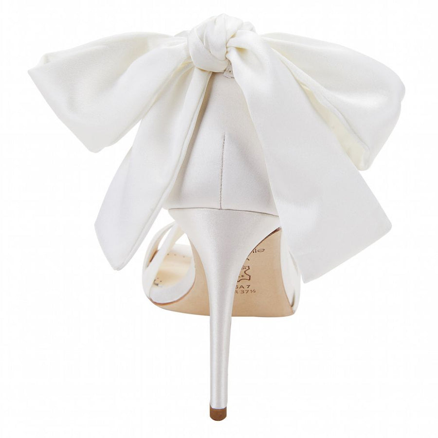 Bella Belle Shoes Kate Criss Cross Ivory Silk and Bow Wedding Heel
