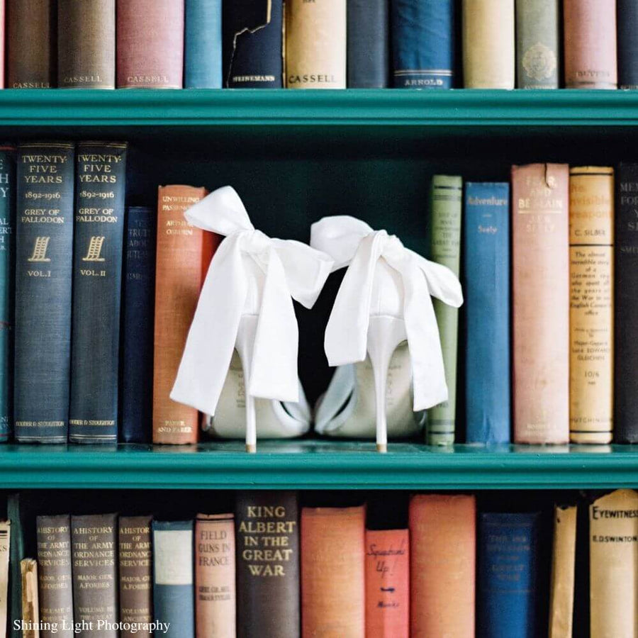 Bella Belle Shoes Kate Criss Cross Ivory Silk and Bow Wedding Heel