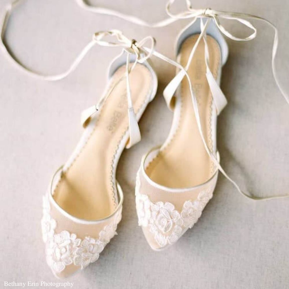 Flat lace wedding shoes Clearance
