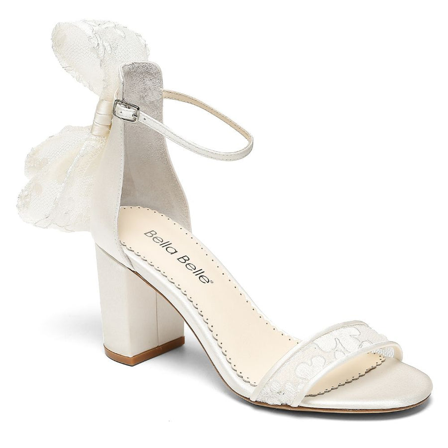 Bella Belle Shoes Laurie Lace Bow Block Heel