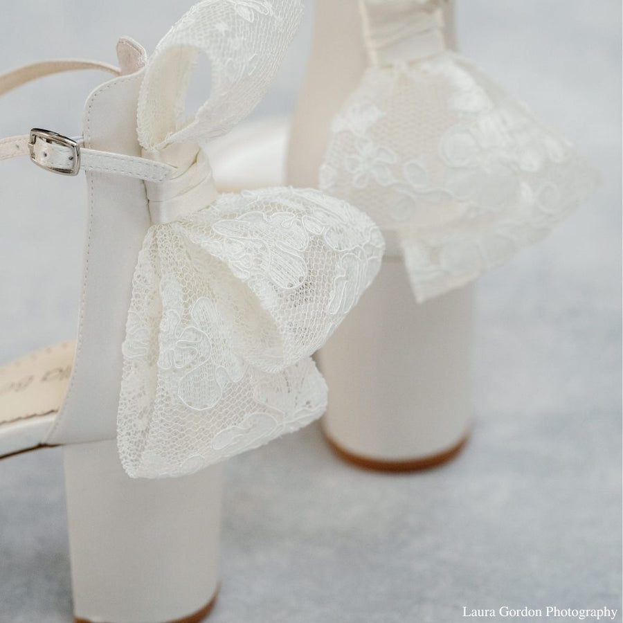Bella Belle Shoes Laurie Lace Bow Block Heel