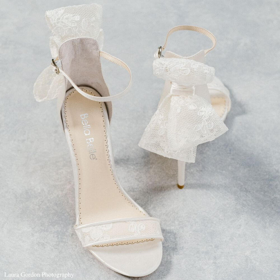 Bella Belle Shoes Leila Lace Bow Wedding Shoes with Stiletto Heel