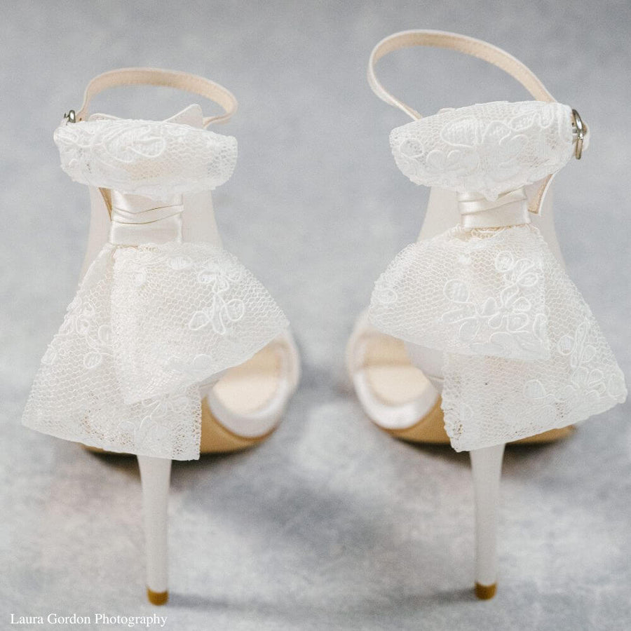 Bella Belle Shoes Leila Lace Bow Wedding Shoes with Stiletto Heel