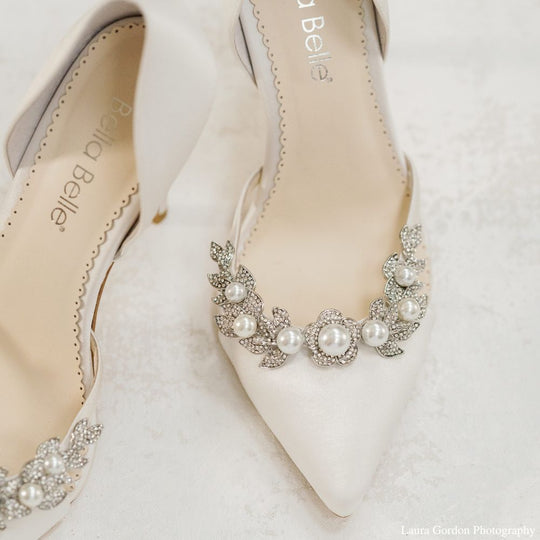 Bella Belle Shoes Lilian D'orsay Silk Pearl and Crystal Heels