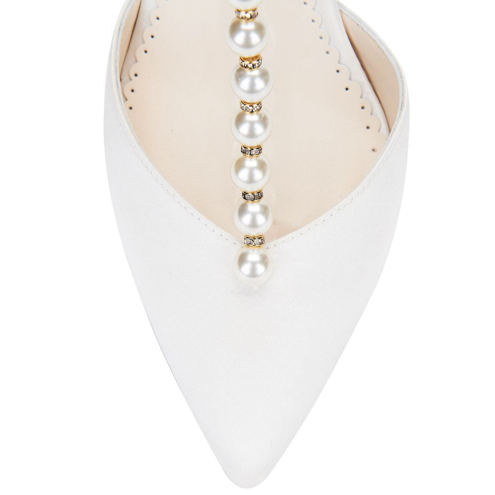 Bella Belle Shoes Lisbeth Luminous Pearls and Crystal Ivory Silk Bow Wedding Heel