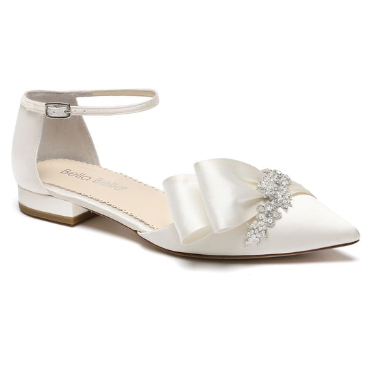 Bella Belle Shoes Marcia Flat Wedding Shoes with Crystal and Bow