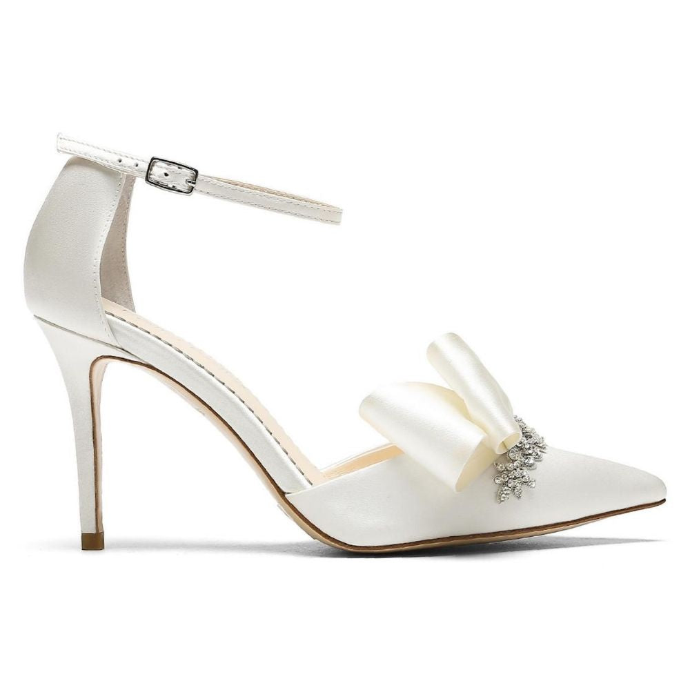 Bella Belle Shoes Marlene Ivory Wedding Crystal Flower Shoe with Bow