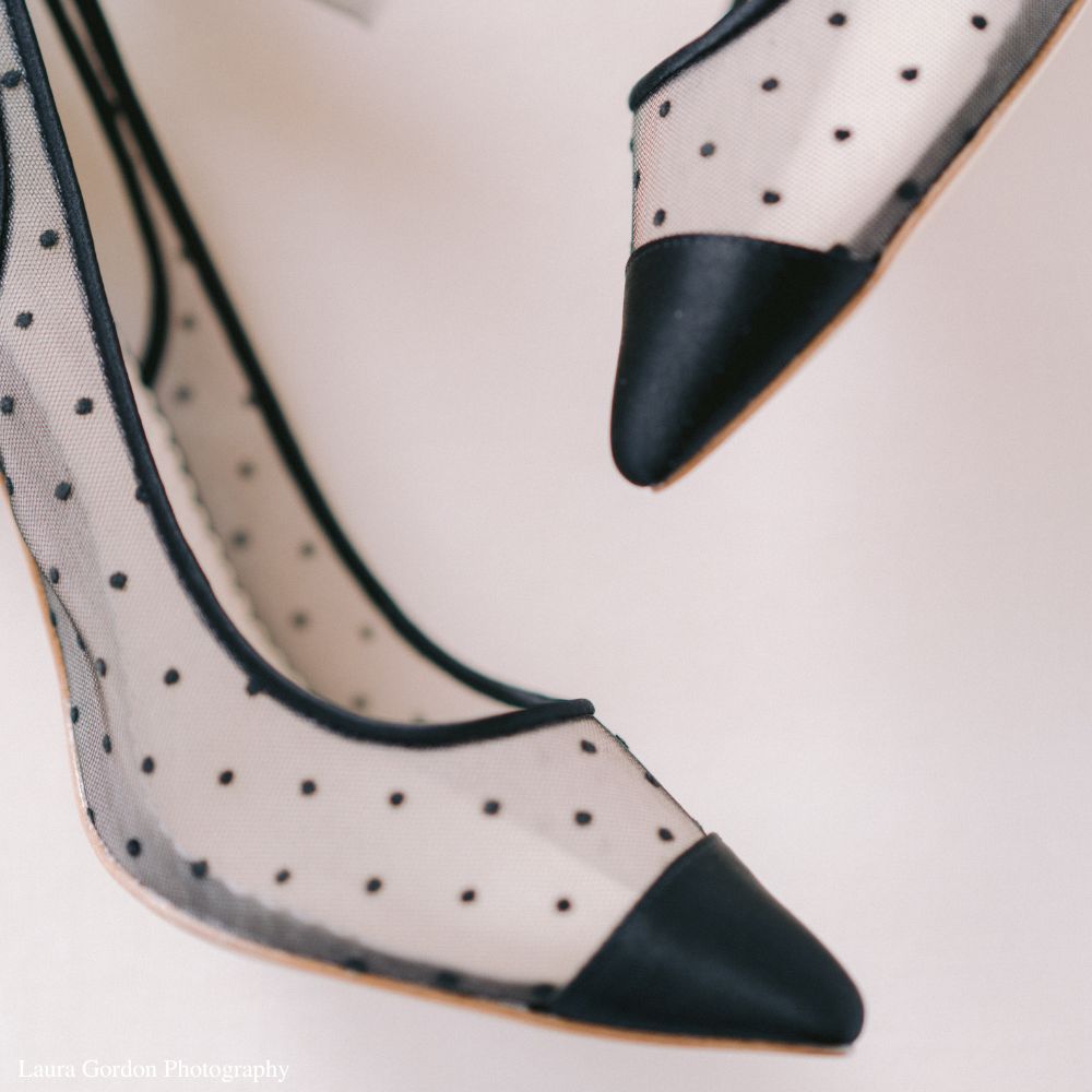 Bella Belle Shoes Matilda Black Polka Dot Pump with Tulle Bow